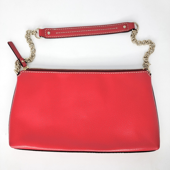 ~ New Kate Spade Red Clutch Bag Gold Chain - Picture 6 of 6